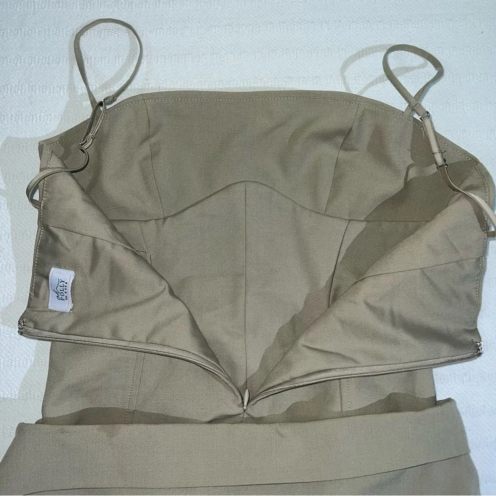 Oh Polly Bruna Woven Twill Wrap Over Pleated Mini Dress Size 4 Preppy Party Chic - Picture 9 of 12